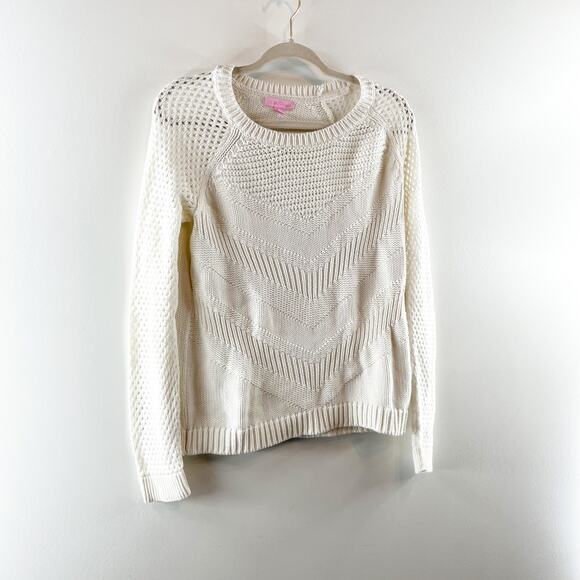 Lilly Pulitzer Crewneck Blythe Cotton Pullover Sweater White Medium - Picture 6 of 9